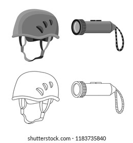 Vector design of mountaineering and peak logo. Set of mountaineering and camp vector icon for stock.