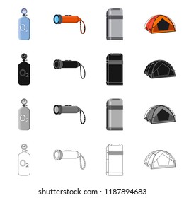 Vector design of mountaineering and peak logo. Collection of mountaineering and camp vector icon for stock.
