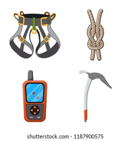 Vector design of mountaineering and peak logo. Collection of mountaineering and camp stock vector illustration.
