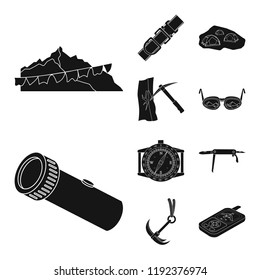 Vector design of mountaineering and peak logo. Set of mountaineering and camp stock vector illustration.