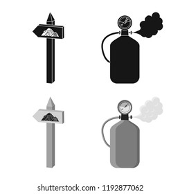 Vector design of mountaineering and peak logo. Set of mountaineering and camp stock symbol for web.