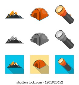 Vector design of mountaineering and peak logo. Set of mountaineering and camp stock vector illustration.