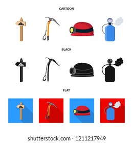 Vector design of mountaineering and peak logo. Set of mountaineering and camp stock symbol for web.