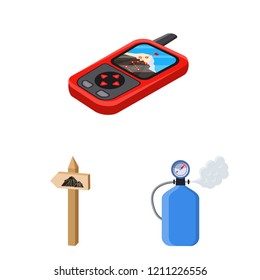 Vector design of mountaineering and peak logo. Set of mountaineering and camp stock symbol for web.