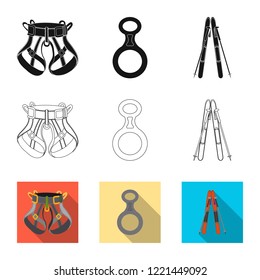 Vector design of mountaineering and peak logo. Set of mountaineering and camp vector icon for stock.