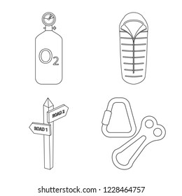 Vector design of mountaineering and peak logo. Set of mountaineering and camp stock symbol for web.