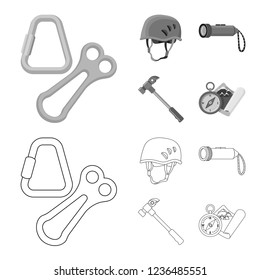 Vector design of mountaineering and peak logo. Set of mountaineering and camp stock vector illustration.