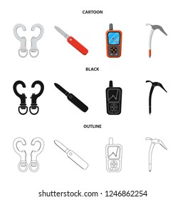 Vector design of mountaineering and peak logo. Collection of mountaineering and camp stock symbol for web.