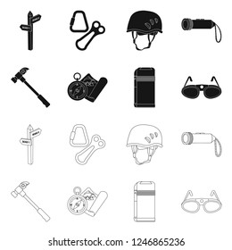 Vector design of mountaineering and peak logo. Collection of mountaineering and camp vector icon for stock.