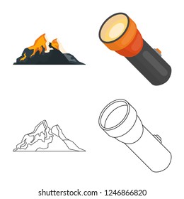 Vector design of mountaineering and peak logo. Set of mountaineering and camp stock symbol for web.