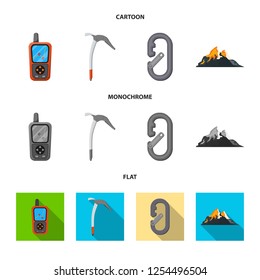 Vector design of mountaineering and peak logo. Set of mountaineering and camp stock vector illustration.