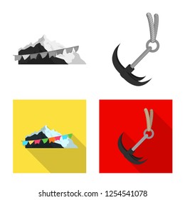 Vector design of mountaineering and peak logo. Collection of mountaineering and camp stock symbol for web.