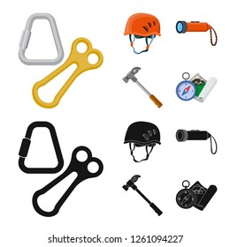 Vector design of mountaineering and peak logo. Set of mountaineering and camp vector icon for stock.