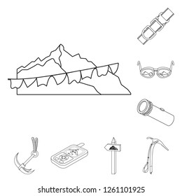 Vector design of mountaineering and peak logo. Collection of mountaineering and camp stock vector illustration.