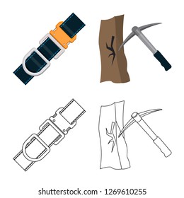 Vector design of mountaineering and peak logo. Set of mountaineering and camp vector icon for stock.