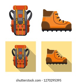 Vector design of mountaineering and peak logo. Set of mountaineering and camp stock symbol for web.