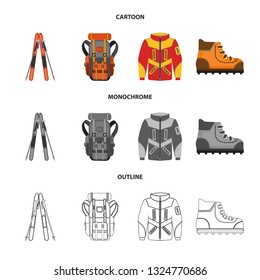 Vector design of mountaineering and peak logo. Set of mountaineering and camp stock symbol for web.