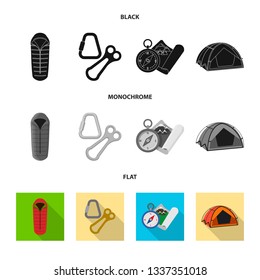 Vector design of mountaineering and peak logo. Collection of mountaineering and camp vector icon for stock.