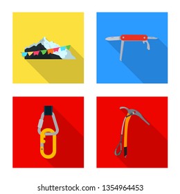 Vector design of mountaineering and peak logo. Set of mountaineering and camp stock vector illustration.