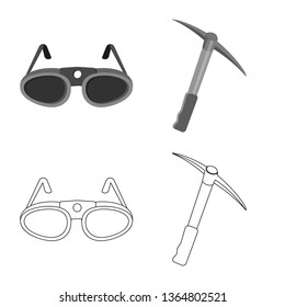 Vector design of mountaineering and peak logo. Set of mountaineering and camp vector icon for stock.