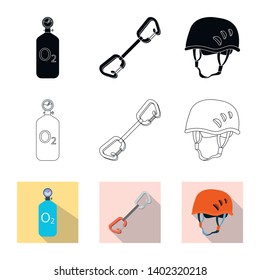 Vector design of mountaineering and peak logo. Collection of mountaineering and camp stock vector illustration.