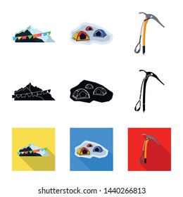 Vector design of mountaineering and peak logo. Set of mountaineering and camp stock vector illustration.