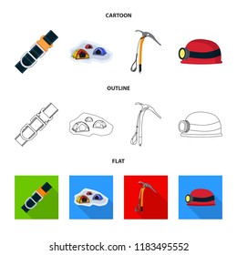 Vector design of mountaineering and peak sign. Collection of mountaineering and camp vector icon for stock.