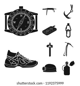 Vector design of mountaineering and peak sign. Collection of mountaineering and camp vector icon for stock.