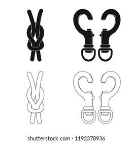 Vector design of mountaineering and peak sign. Set of mountaineering and camp vector icon for stock.