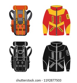 Vector design of mountaineering and peak sign. Collection of mountaineering and camp stock vector illustration.