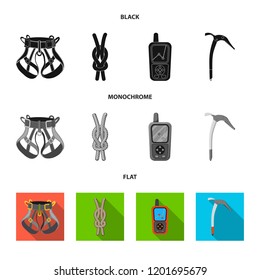 Vector design of mountaineering and peak sign. Collection of mountaineering and camp vector icon for stock.