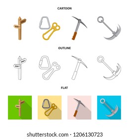 Vector design of mountaineering and peak sign. Set of mountaineering and camp stock vector illustration.