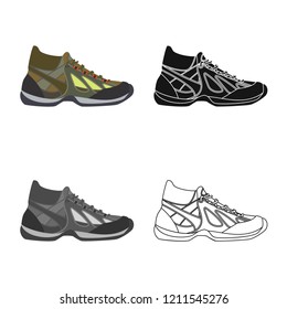 Vector design of mountaineering and peak sign. Collection of mountaineering and camp stock symbol for web.
