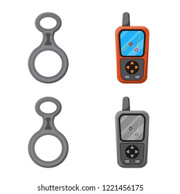 Vector design of mountaineering and peak sign. Collection of mountaineering and camp stock symbol for web.