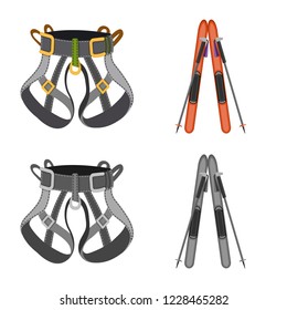 Vector design of mountaineering and peak sign. Collection of mountaineering and camp stock symbol for web.