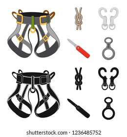 Vector design of mountaineering and peak sign. Collection of mountaineering and camp vector icon for stock.