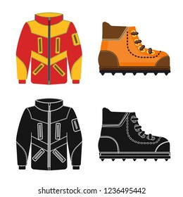 Vector design of mountaineering and peak sign. Set of mountaineering and camp vector icon for stock.