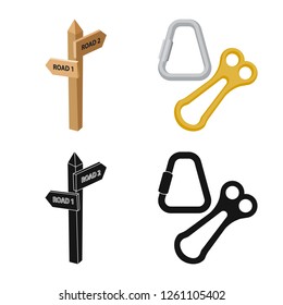 Vector design of mountaineering and peak sign. Collection of mountaineering and camp stock symbol for web.