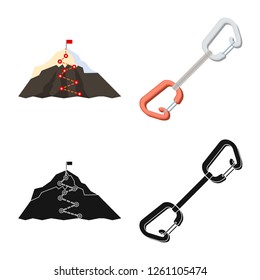 Vector design of mountaineering and peak sign. Collection of mountaineering and camp vector icon for stock.