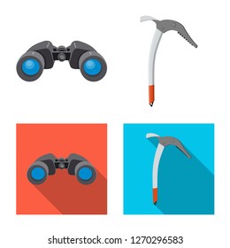 Vector design of mountaineering and peak sign. Collection of mountaineering and camp vector icon for stock.