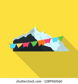 Vector design of mountaineering and peak sign. Collection of mountaineering and camp stock vector illustration.