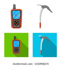 Vector design of mountaineering and peak sign. Set of mountaineering and camp vector icon for stock.