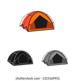 Vector design of mountaineering and peak sign. Set of mountaineering and camp stock symbol for web.