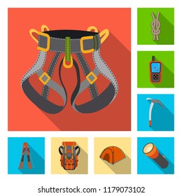 Vector design of mountaineering and peak symbol. Set of mountaineering and camp stock vector illustration.