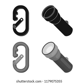 Vector design of mountaineering and peak symbol. Set of mountaineering and camp vector icon for stock.