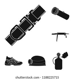 Vector design of mountaineering and peak symbol. Collection of mountaineering and camp stock vector illustration.