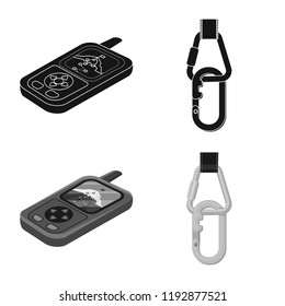 Vector design of mountaineering and peak symbol. Set of mountaineering and camp stock symbol for web.