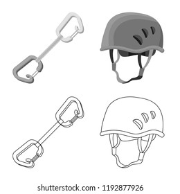 Vector design of mountaineering and peak symbol. Set of mountaineering and camp stock vector illustration.