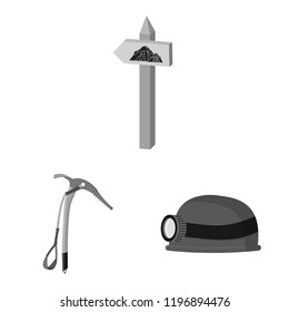 Vector design of mountaineering and peak symbol. Collection of mountaineering and camp stock symbol for web.