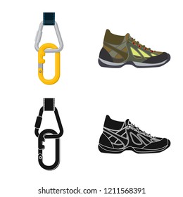 Vector design of mountaineering and peak symbol. Collection of mountaineering and camp stock symbol for web.